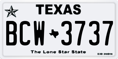TX license plate BCW3737