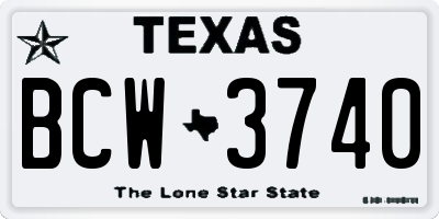 TX license plate BCW3740