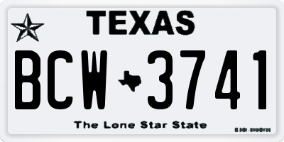 TX license plate BCW3741