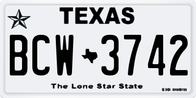 TX license plate BCW3742