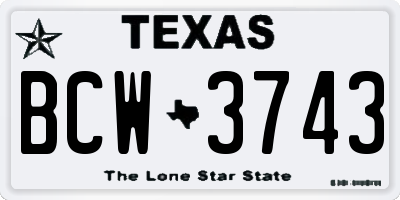 TX license plate BCW3743