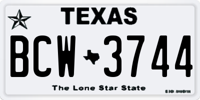 TX license plate BCW3744