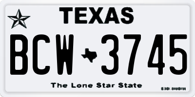 TX license plate BCW3745