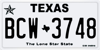 TX license plate BCW3748