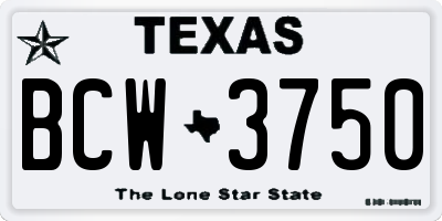 TX license plate BCW3750