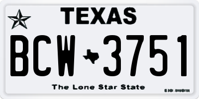 TX license plate BCW3751