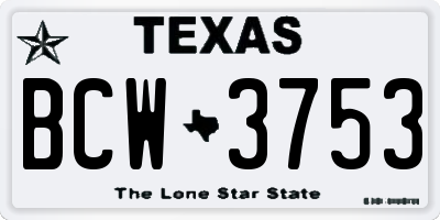 TX license plate BCW3753