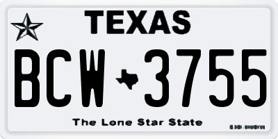 TX license plate BCW3755