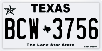 TX license plate BCW3756