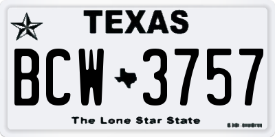 TX license plate BCW3757