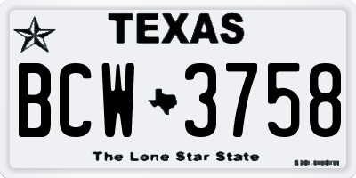 TX license plate BCW3758