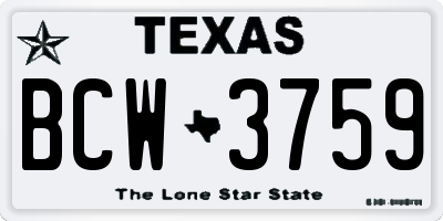 TX license plate BCW3759