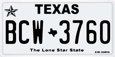 TX license plate BCW3760