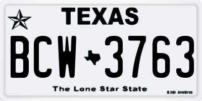 TX license plate BCW3763