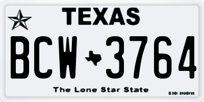 TX license plate BCW3764