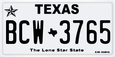 TX license plate BCW3765