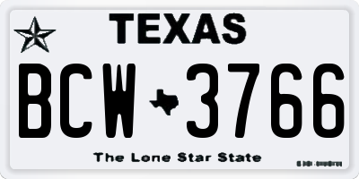 TX license plate BCW3766