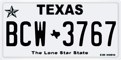 TX license plate BCW3767