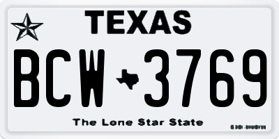 TX license plate BCW3769
