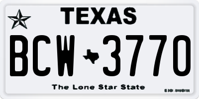 TX license plate BCW3770