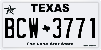 TX license plate BCW3771