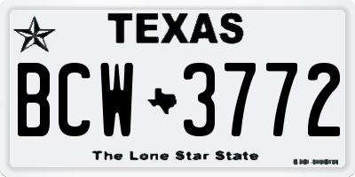 TX license plate BCW3772