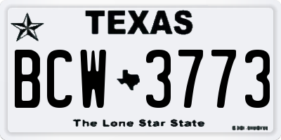 TX license plate BCW3773