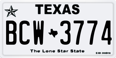 TX license plate BCW3774