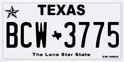 TX license plate BCW3775