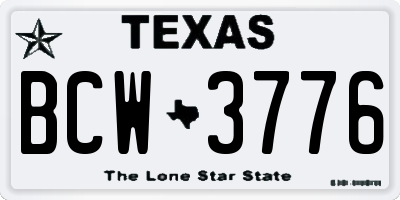 TX license plate BCW3776