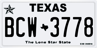 TX license plate BCW3778