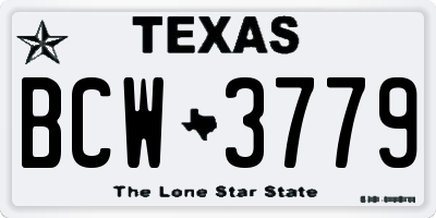 TX license plate BCW3779
