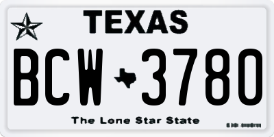 TX license plate BCW3780