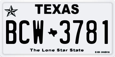 TX license plate BCW3781