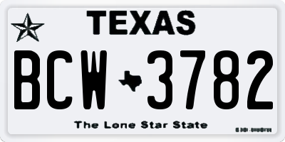 TX license plate BCW3782