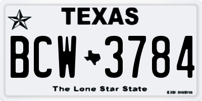 TX license plate BCW3784