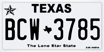 TX license plate BCW3785