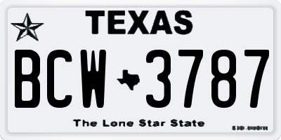 TX license plate BCW3787