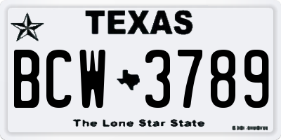 TX license plate BCW3789