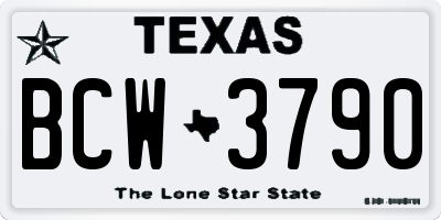 TX license plate BCW3790