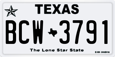 TX license plate BCW3791