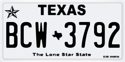 TX license plate BCW3792