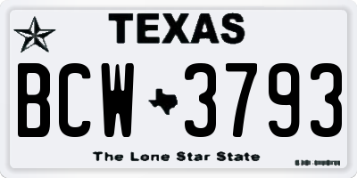 TX license plate BCW3793