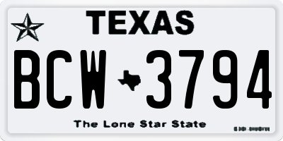 TX license plate BCW3794