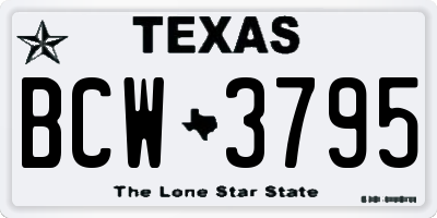 TX license plate BCW3795