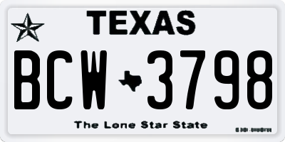 TX license plate BCW3798
