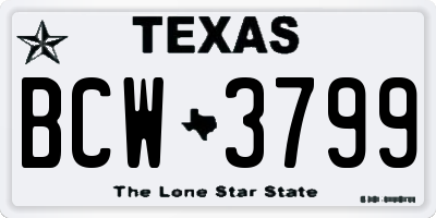 TX license plate BCW3799
