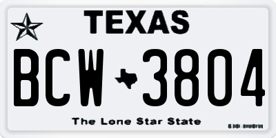 TX license plate BCW3804