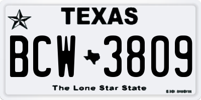 TX license plate BCW3809