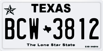 TX license plate BCW3812